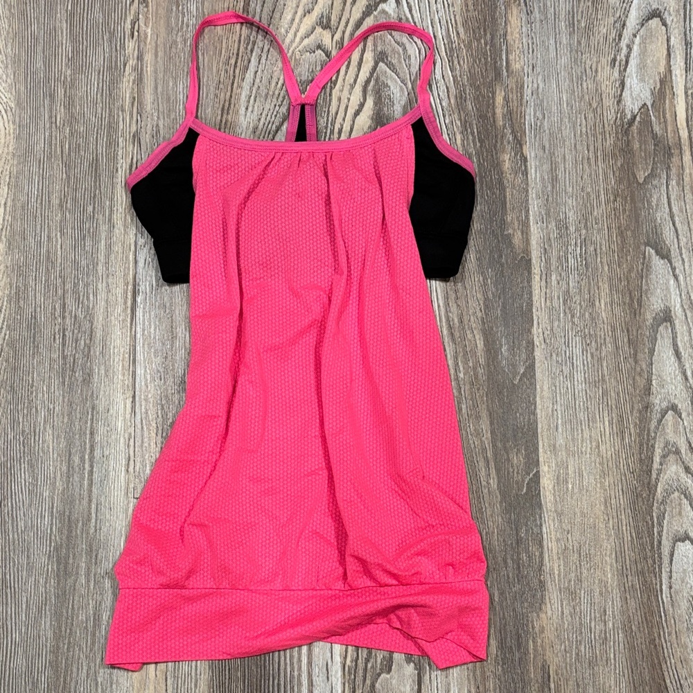 Pink and Black Strappy Tank Top